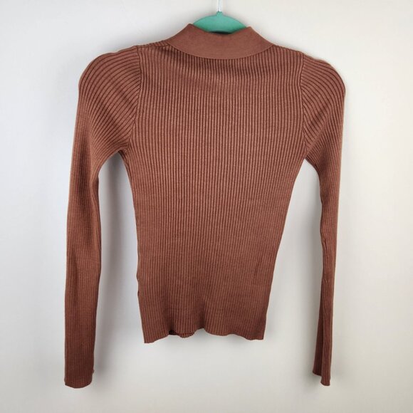 8 by YOOX Ribbed Knit Cut-out Polo Jumper Top sz XS - Picture 2 of 6